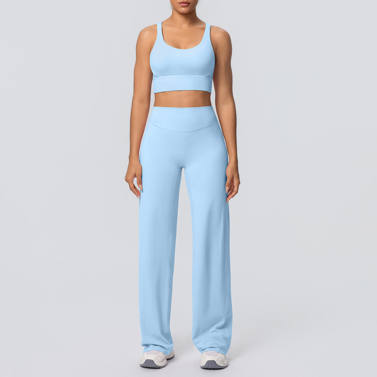 MCDUII Cross Beauty Breathable 2-Piece Yoga Set with High-Waist Slim-Fit Pants and Running Bra