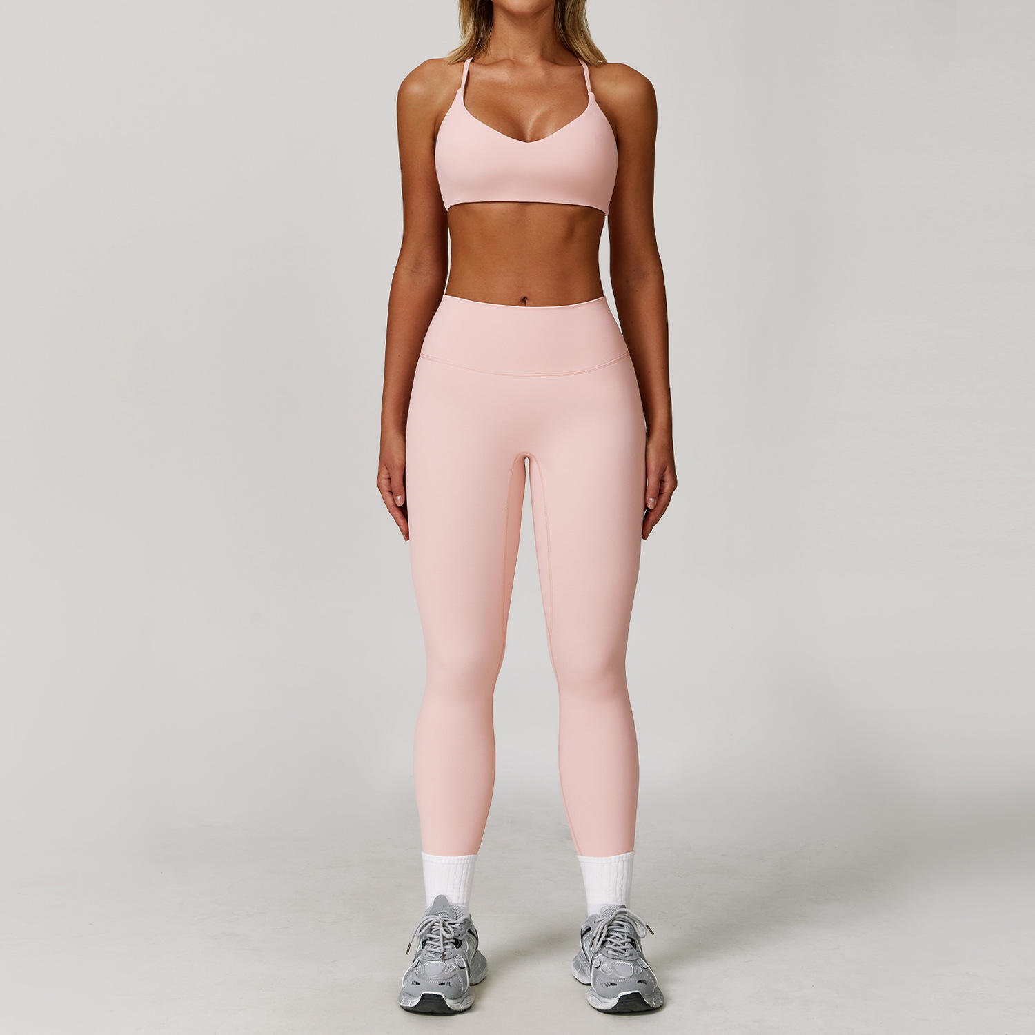 Outdoor Running Sports Three-Piece Yoga Set Summer Solid Pattern Quick-Drying Fitness Clothes Shorts Set