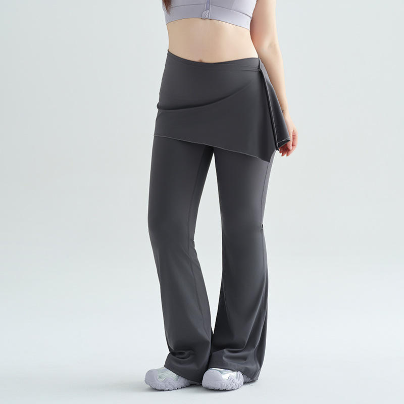 Women's Yoga Pants Skirt Flap False Two-Piece Design Plus Size Tummy Control Breathable for Color Blocking Pilates Training