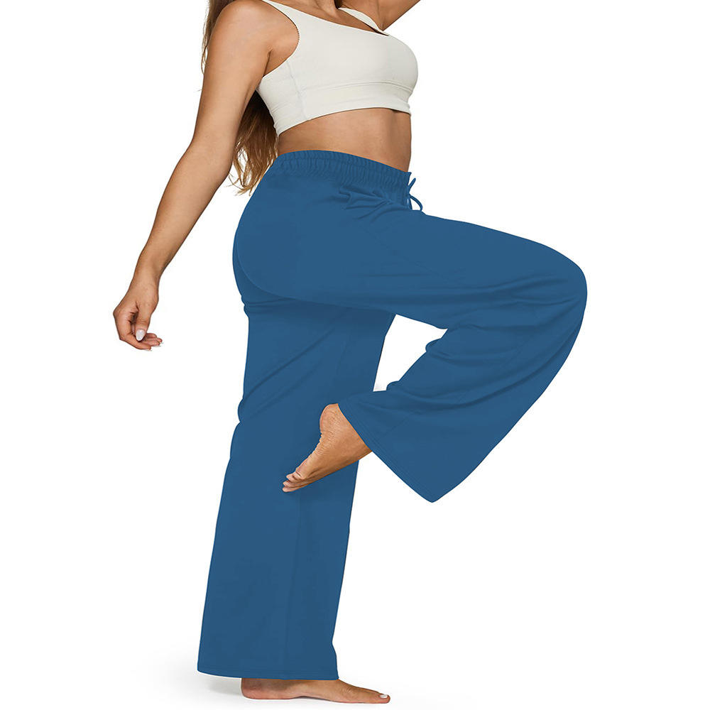 Plus Size Mid-Waist Straight-Leg Breathable Quick-Dry Knitted Casual Pants