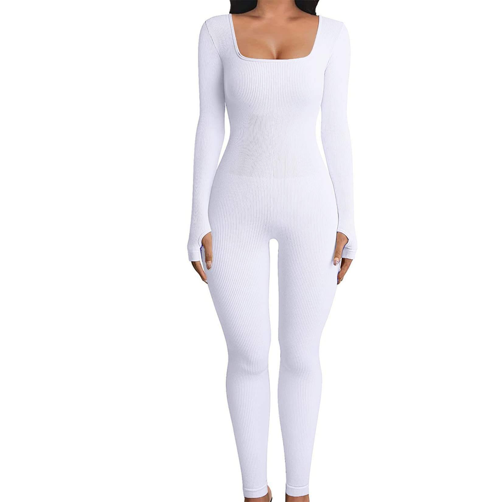 Women's Black Elastic Long Sleeve Sports Bodysuit