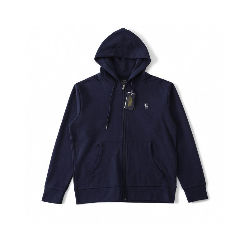 Embroidered Logo Hooded Sweatshirt Zip-Up Jacket Gymwear Track Suit For Men