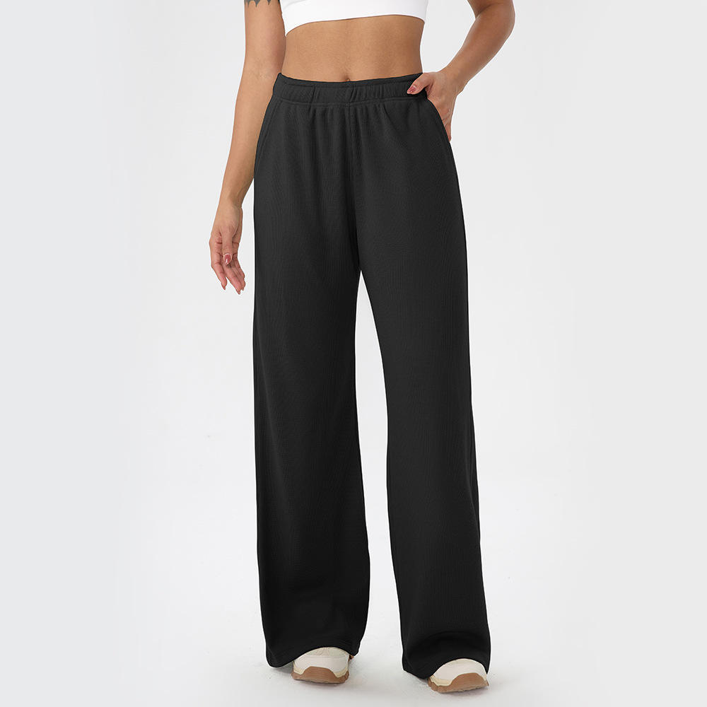 Women's Autumn Winter Waffle High Breathable Wide Leg Fitness Pants
