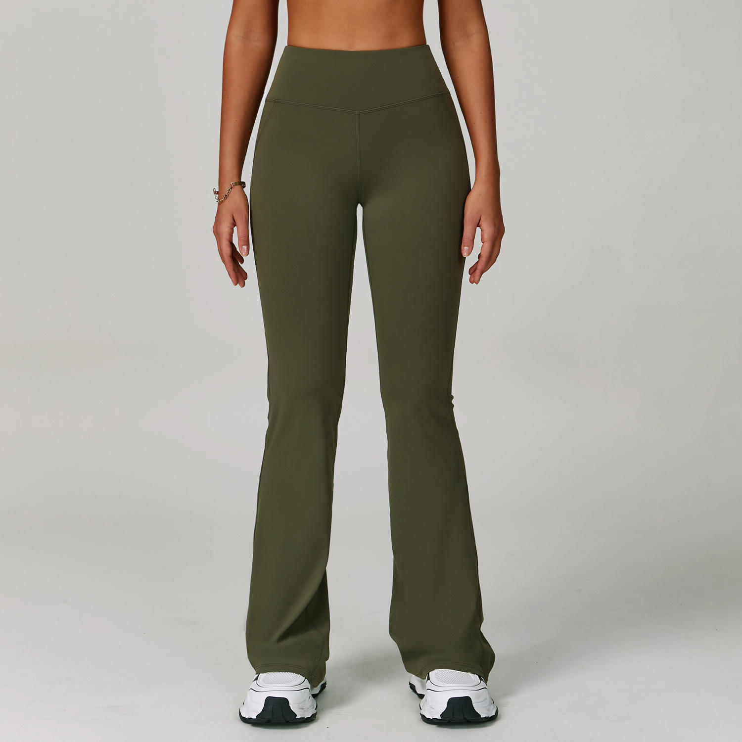 Plus Size Wrinkle-Resistant High-Waisted Wide-Leg Flared Sports Pants