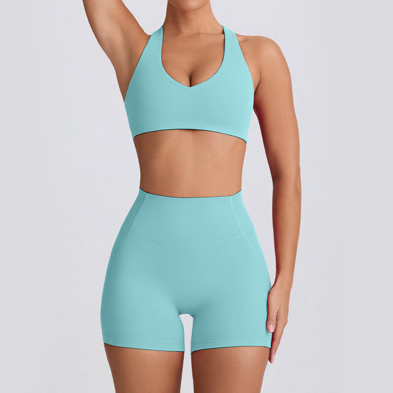 New Cross-Border Plus Size Solid Front Logo High-Waisted Breathable Eco-Friendly Four-Way Stretch Sports Bra Camisole Yoga Pants