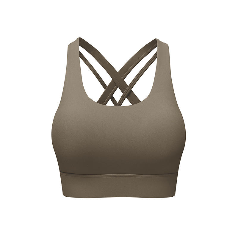 Upgraded Version Lu Seamless High Support Adjustable Straps Front Yoga Sports Bra Removable Cups Breathable Quick-Drying