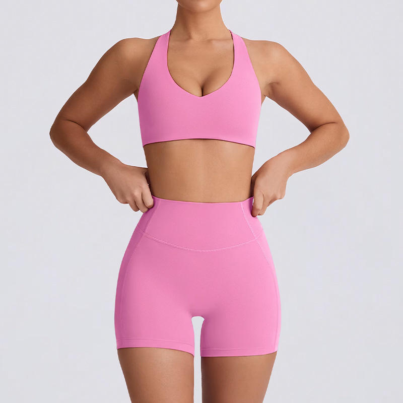 New Cross-Border Plus Size Solid Front Logo High-Waisted Breathable Eco-Friendly Four-Way Stretch Sports Bra Camisole Yoga Pants