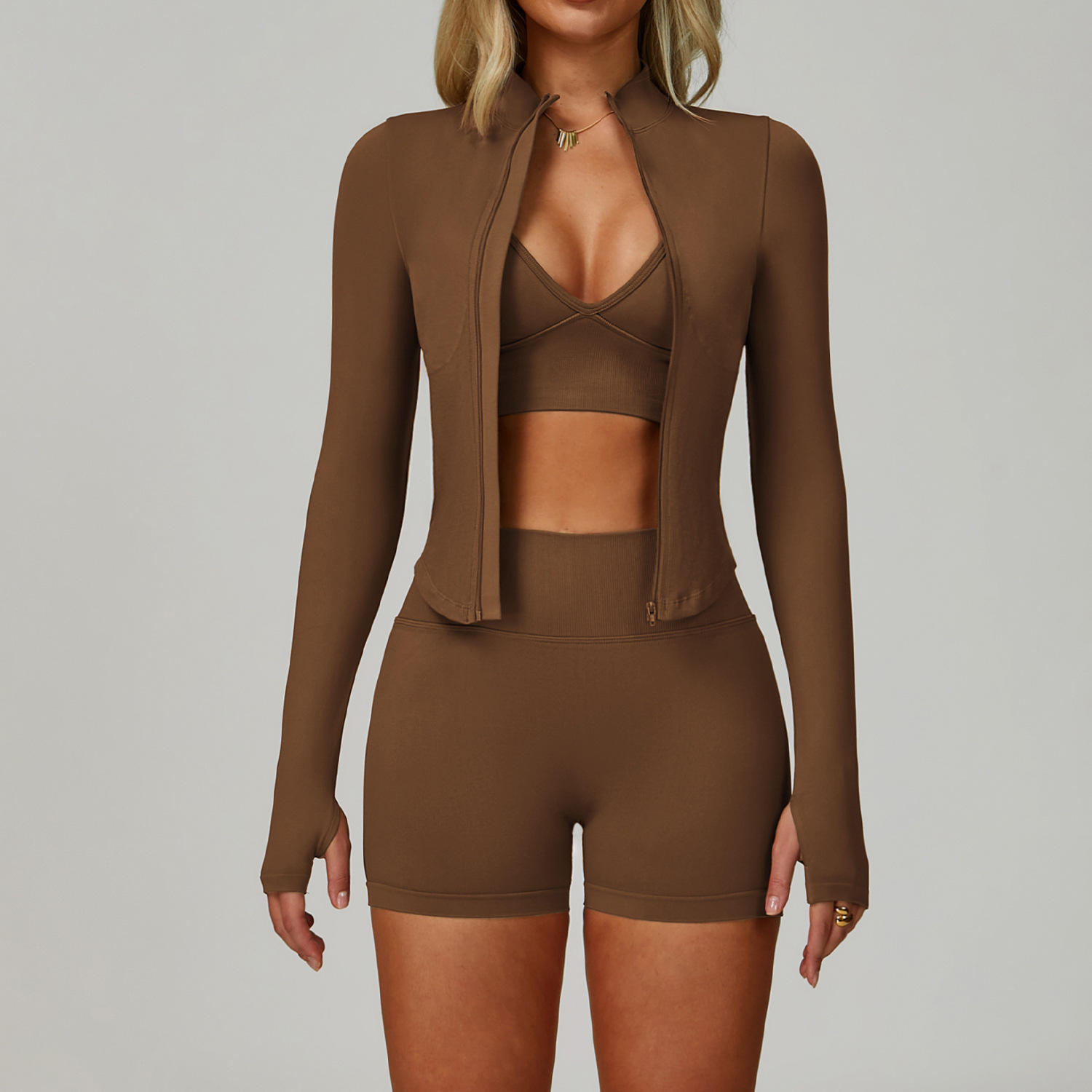 Women's Seamless Yoga Suit Set with Waist-Slimming Design