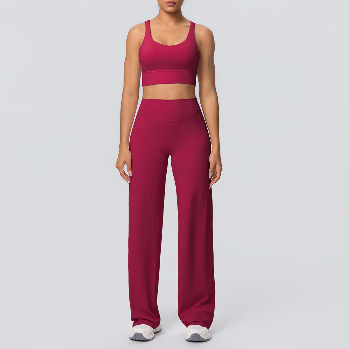 MCDUII Cross Beauty Breathable 2-Piece Yoga Set with High-Waist Slim-Fit Pants and Running Bra