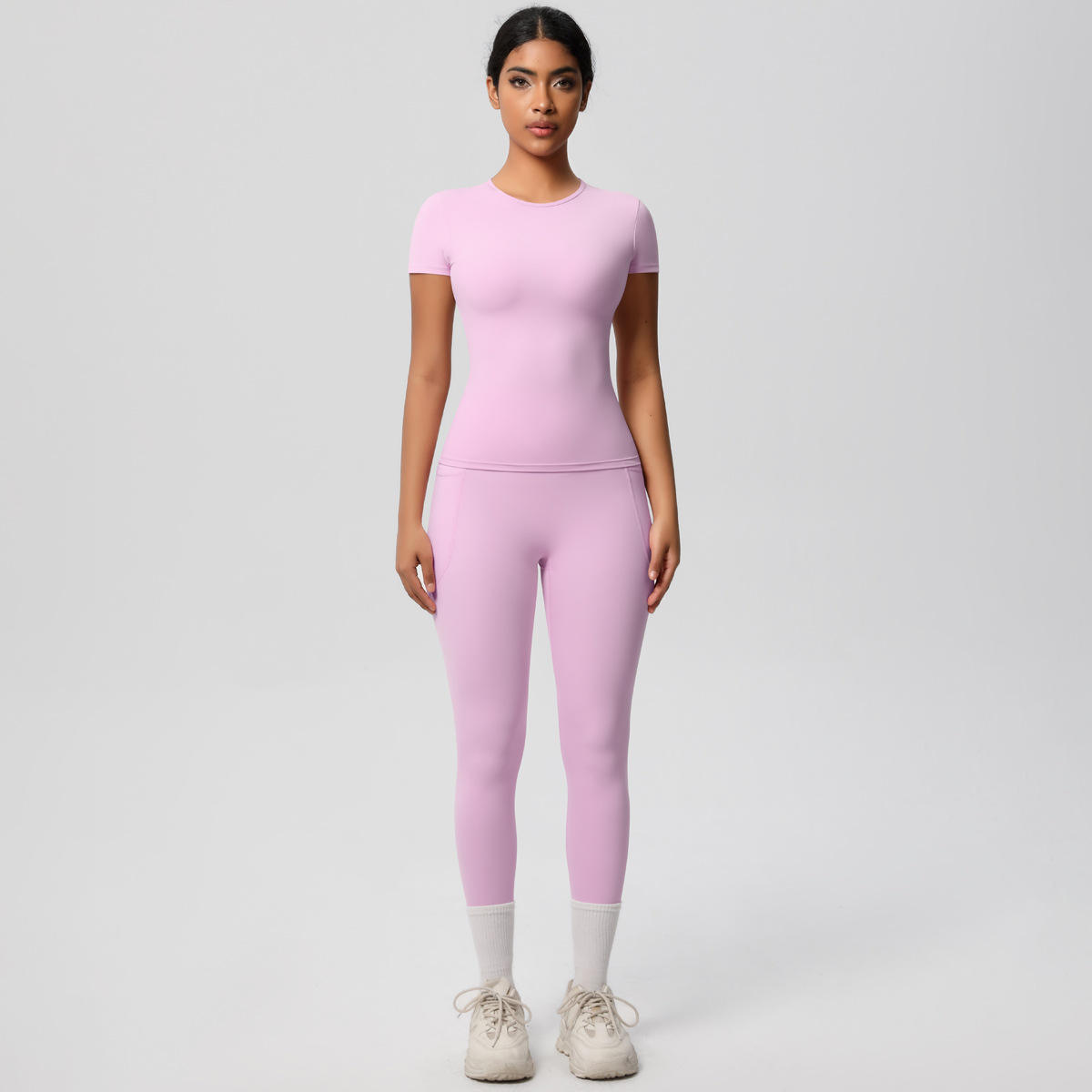 Breathable Plus Size Yoga Top and High Waist Hip-Lifting Fitness Pants 2-Piece Set