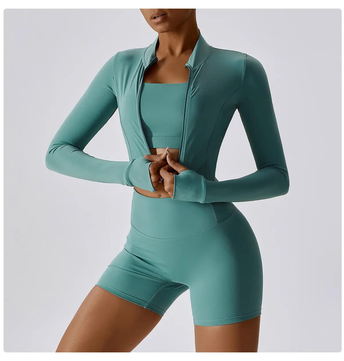 Solid Outdoor Sports Tight Yoga Wear High Waist Quick Dry 2-Piece Shorts Set