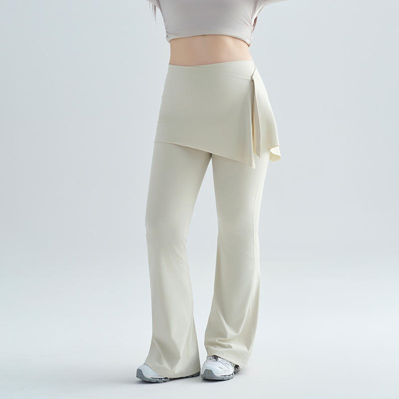Women's Yoga Pants Skirt Flap False Two-Piece Design Plus Size Tummy Control Breathable for Color Blocking Pilates Training