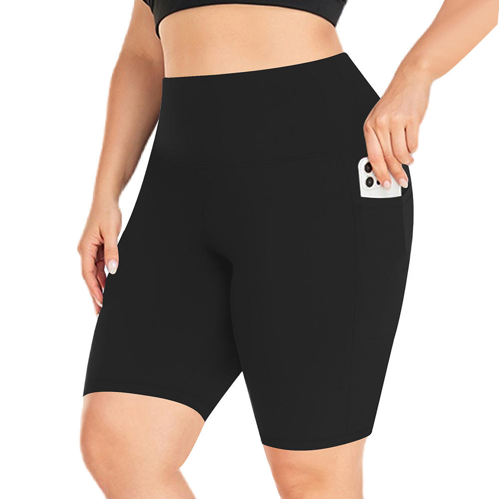 Pocket Plus Size Casual Yoga Pants Women Fitness Stretchy High Waist Breathable Eco-Friendly Quick Dry Sports Hot Shorts