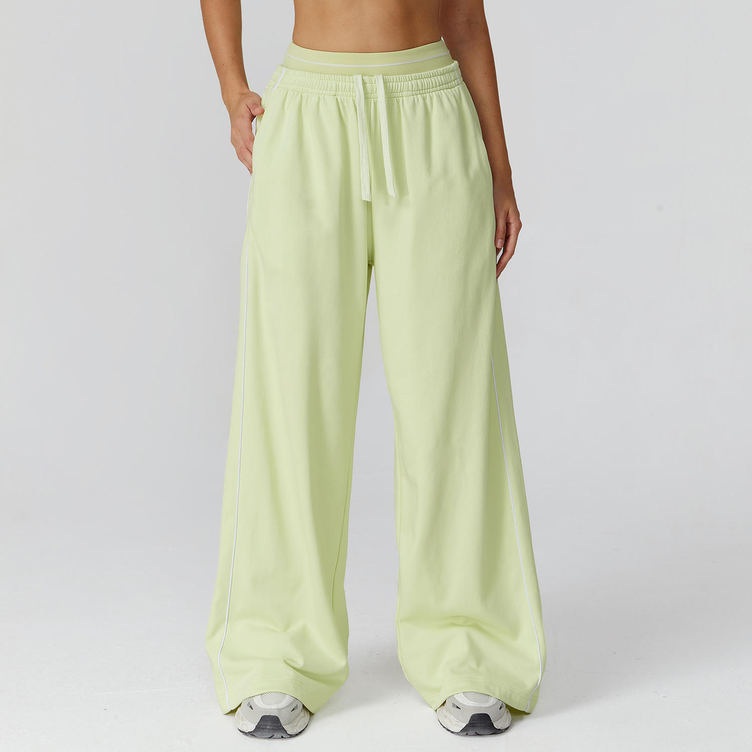 Solid Women's Breathable 2-in-1 Sports Sweatpants with High Waist
