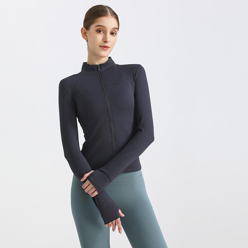 Autumn Winter Stand Collar Yoga Sports Long Sleeve Warm Jacket