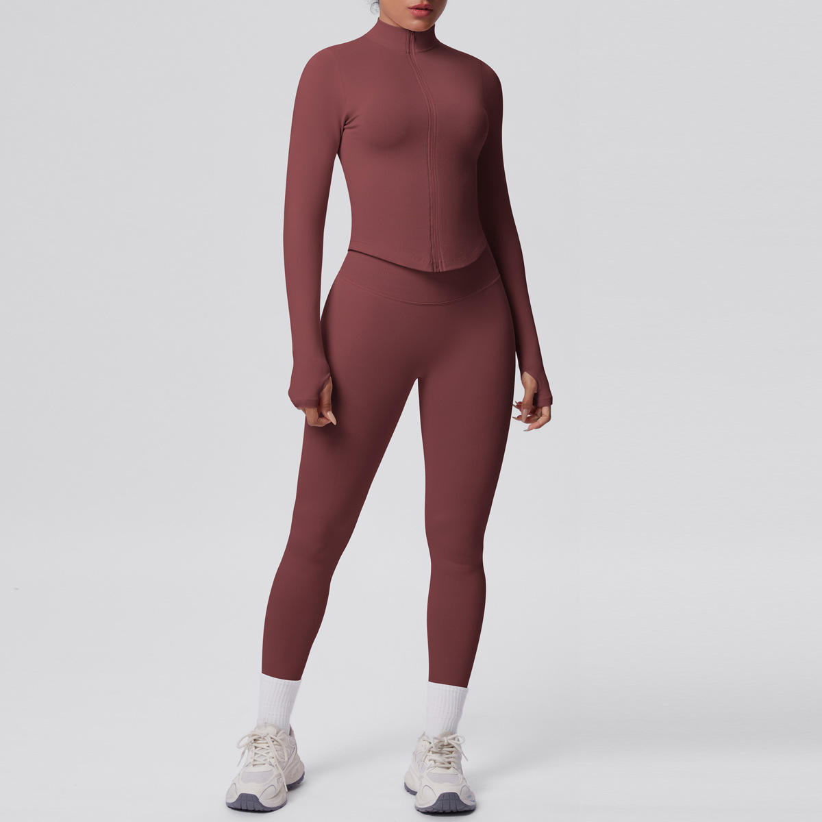 Women's Seamless High-Elastic Fitness Yoga Set with Zipper