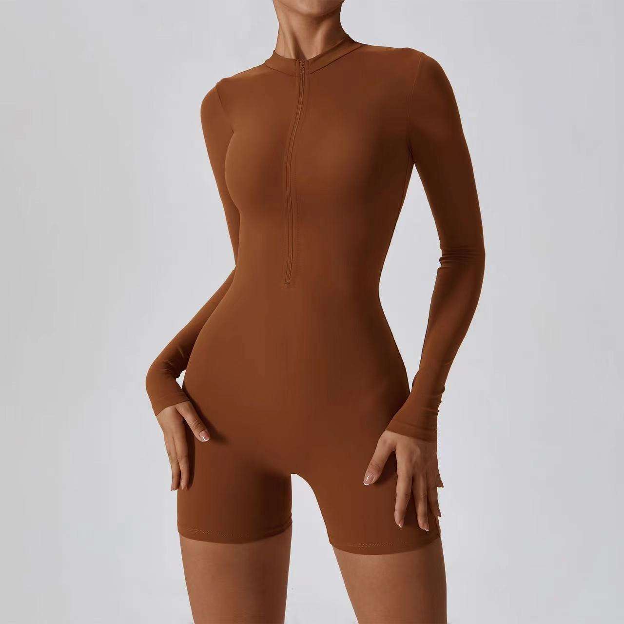 Full Sleeve Yoga Jumpsuit Women Sports Fitness Training Dance One-Piece Breathable Four-Way Stretch Viscose/Polyester Bodysuit