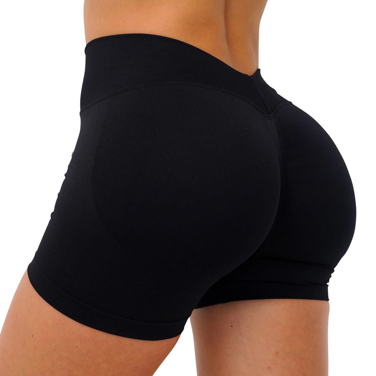 V-Waist Fitness Shorts Tight-Fitting High-Elastic Breathable Quick-Dry Three-Quarter Bike Shorts