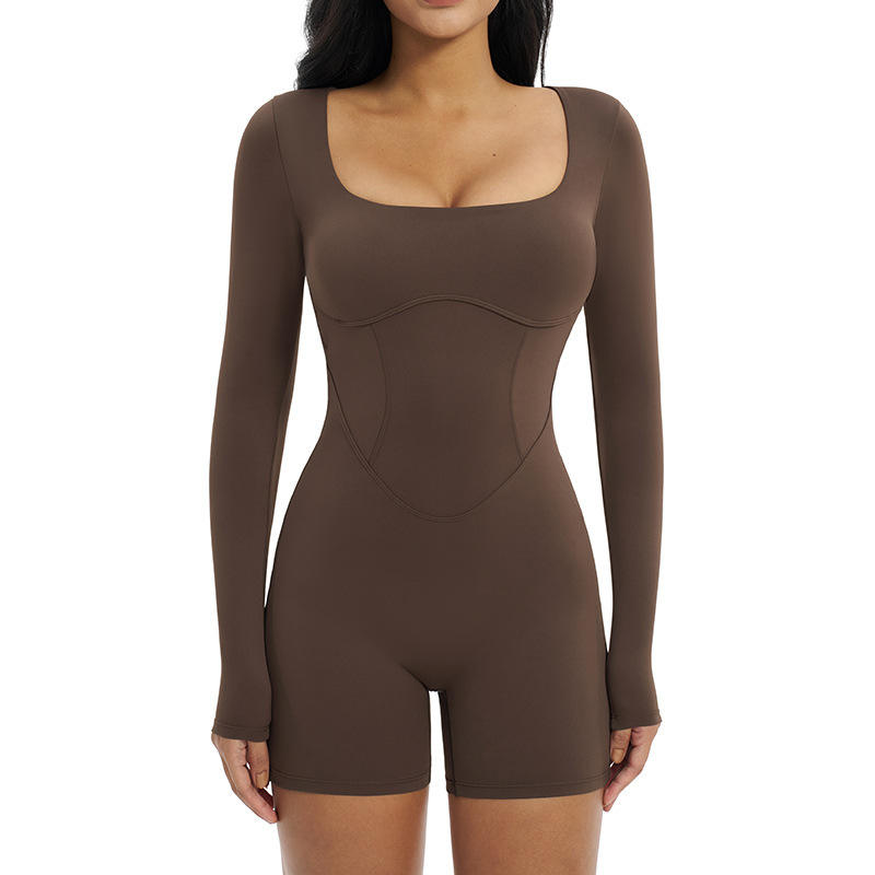 Yoga Jumpsuit with Large Collar Hollow-Out Design