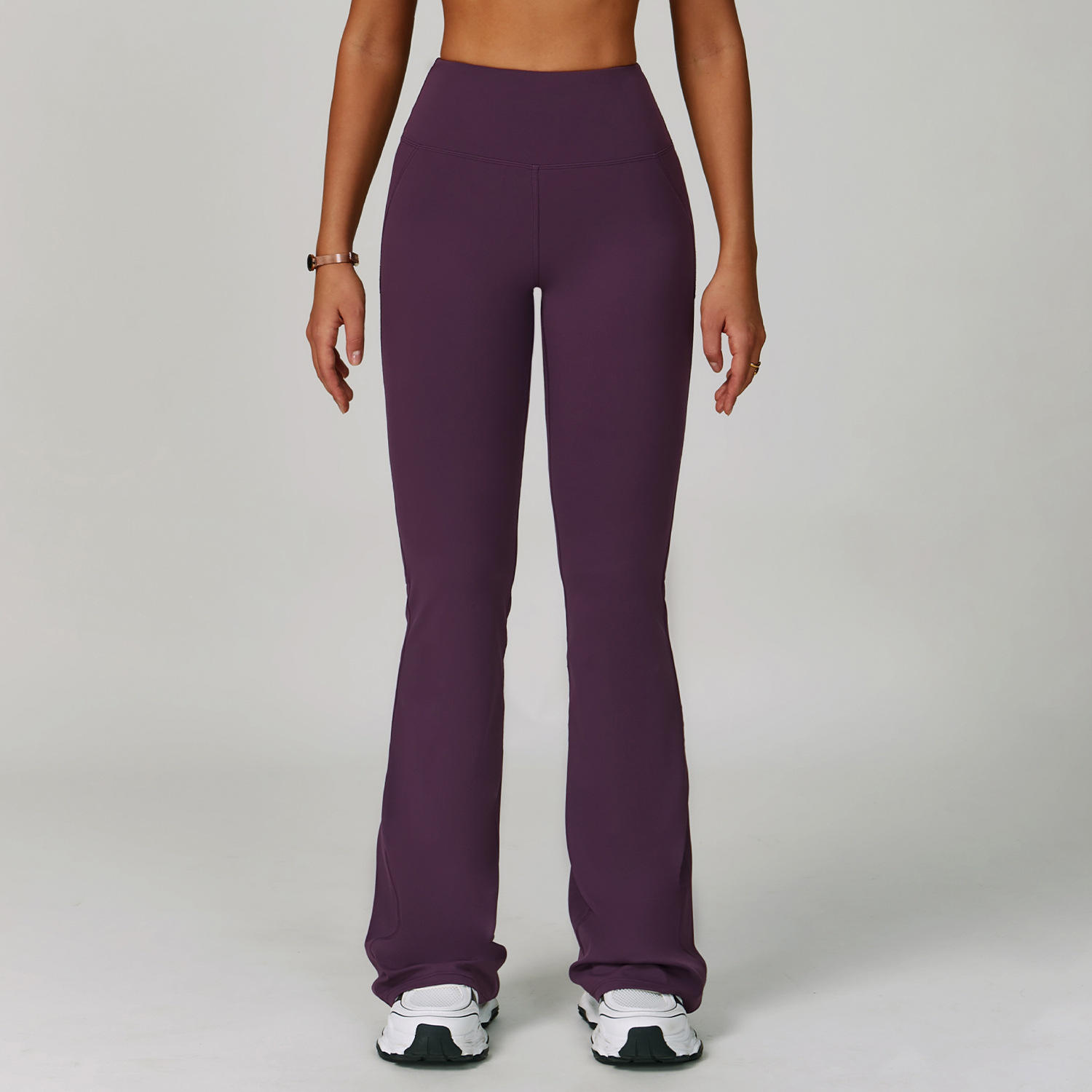 Plus Size Wrinkle-Resistant High-Waisted Wide-Leg Flared Sports Pants