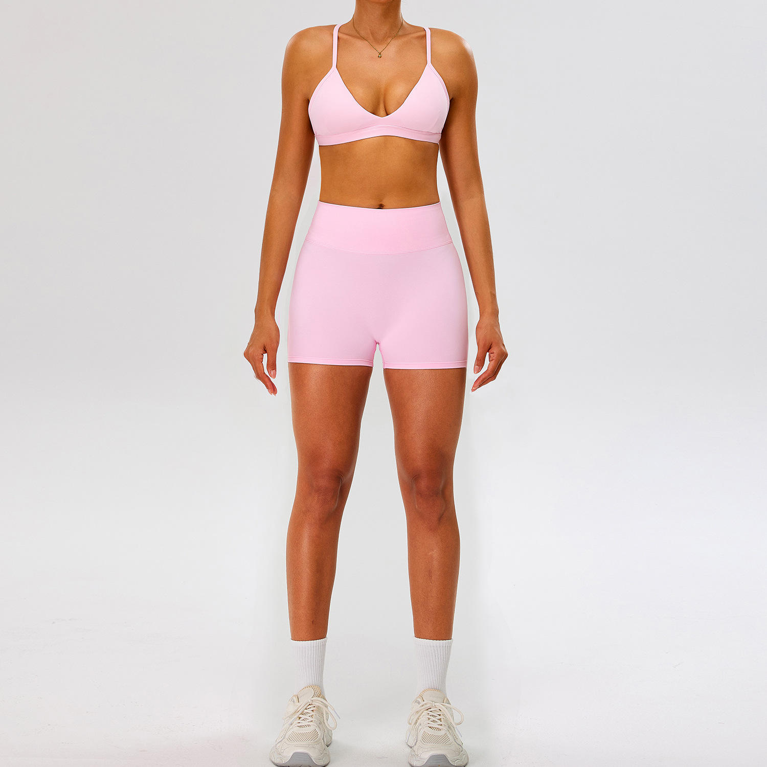 Autumn Winter Double Brushed Racerback V-Neck Yoga Set for Women
