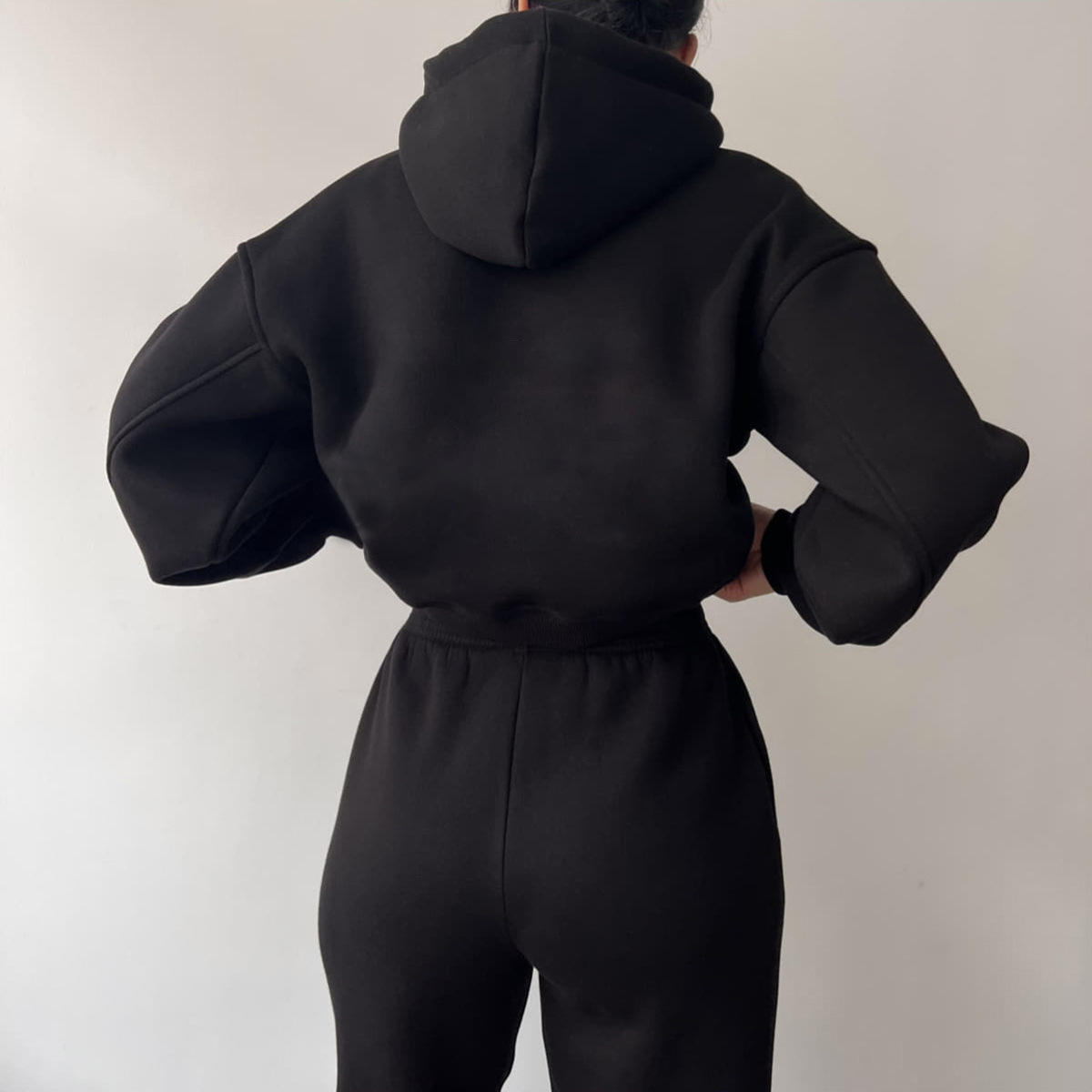 2025 Spring Autumn Long Hooded Sweatshirt and Pants Two-Piece Set for Women