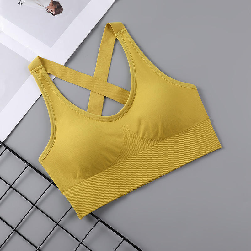 Cross Back Push-Up High Support Sports Bra No Steel Ring Breathable Yoga Fitness