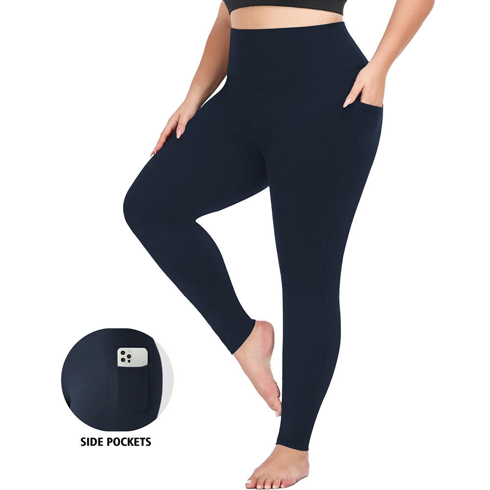 Plus Size Solid Yoga Pants for Women High Waist Four-Way Stretch