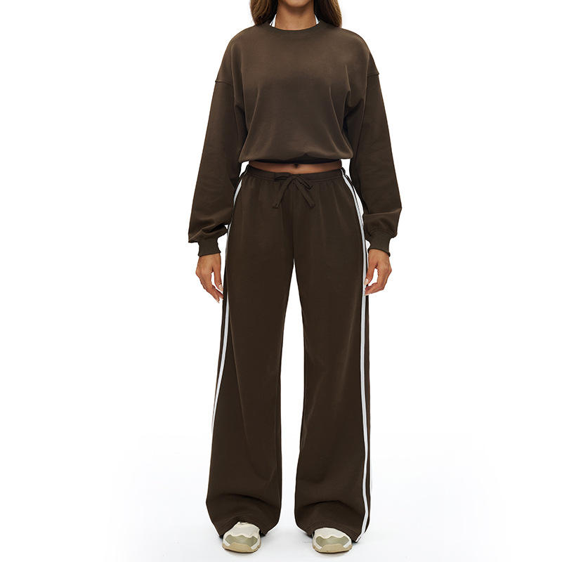 Autumn Winter Plus Size Solid Four-Way Stretch High Waist Women's Sweater Set for Yoga and Outdoor Sports