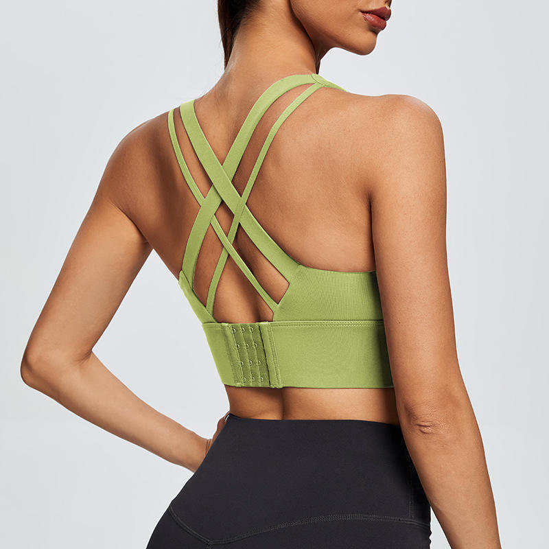 Spring Summer Breathable Anti-Shock Plus Size Women's Push-Up High Support Crisscross Straps Sports Bra