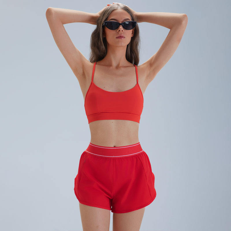 Strapless Solid Breathable Yoga Running Set Women's Outdoor Sports 2-Piece Shorts Front Logo Active Sets