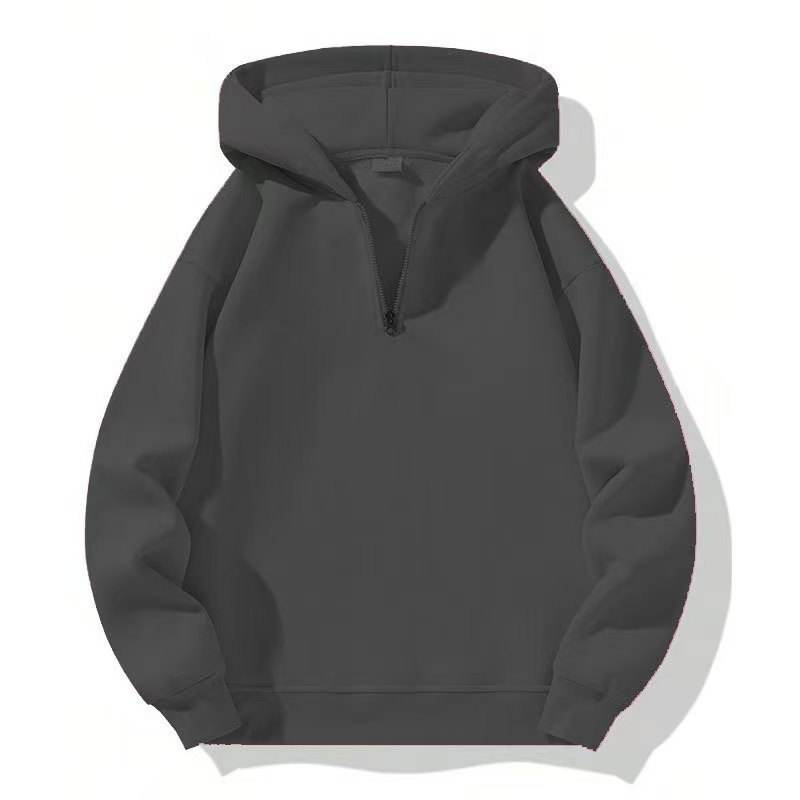 American Casual Zip-Up Hoodie Loose Sports Sweatshirt 100% Cotton Anti-Pilling Breathable Fleece Gym Wear Autumn Men's