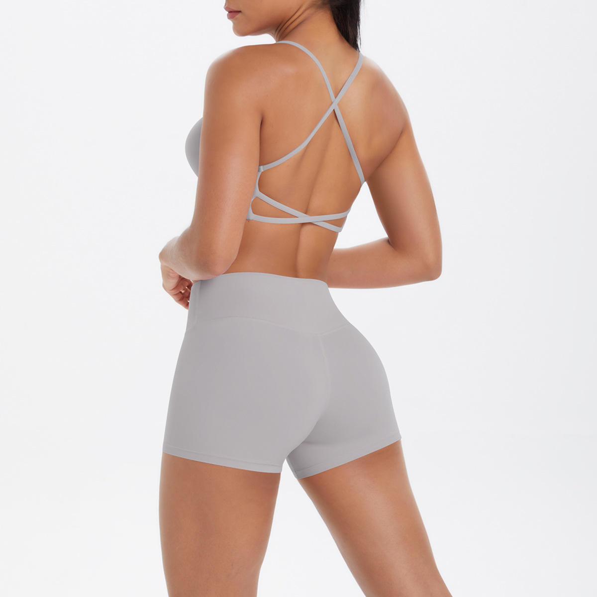 Cloud-Feel Breathable Camisole Sports Bra with Crisscross Straps High Waist Yoga Set