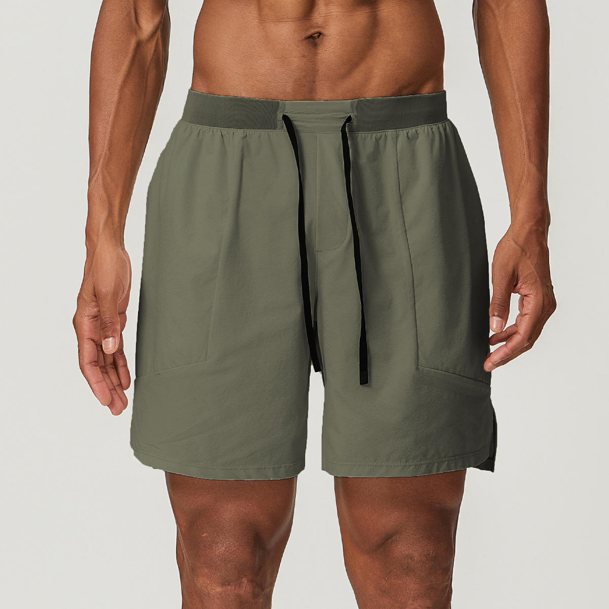 Men's Breathable Woven Spandex/Nylon Running Tennis Shorts with Mid Elastic Waist