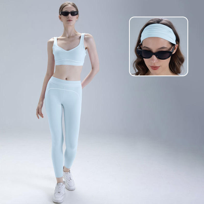 Outdoor Striped Sweat-Wicking 2-Piece Yoga Set for Women