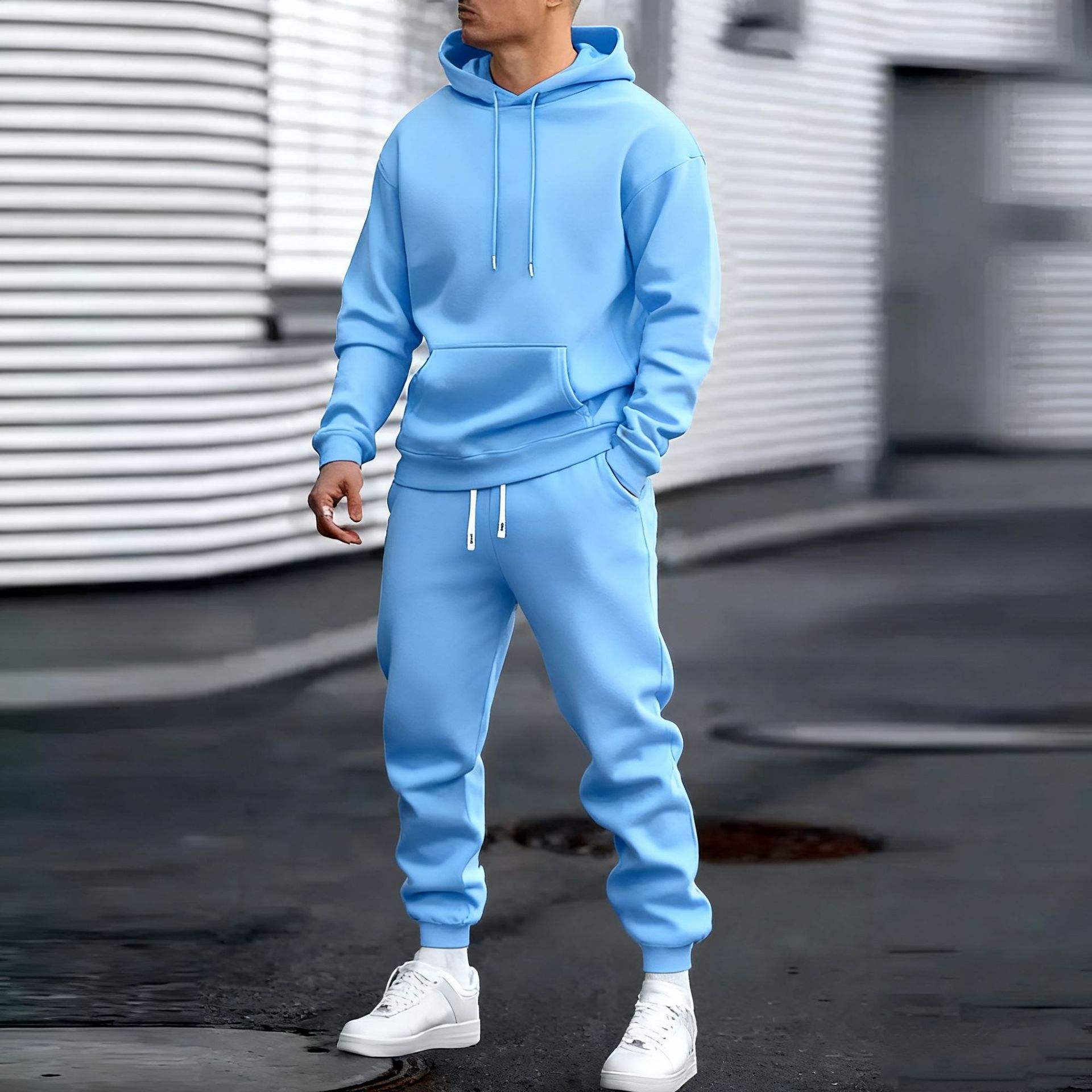 2025 Autumn Winter Men's Heart Pattern Two-Piece Hoodie Set