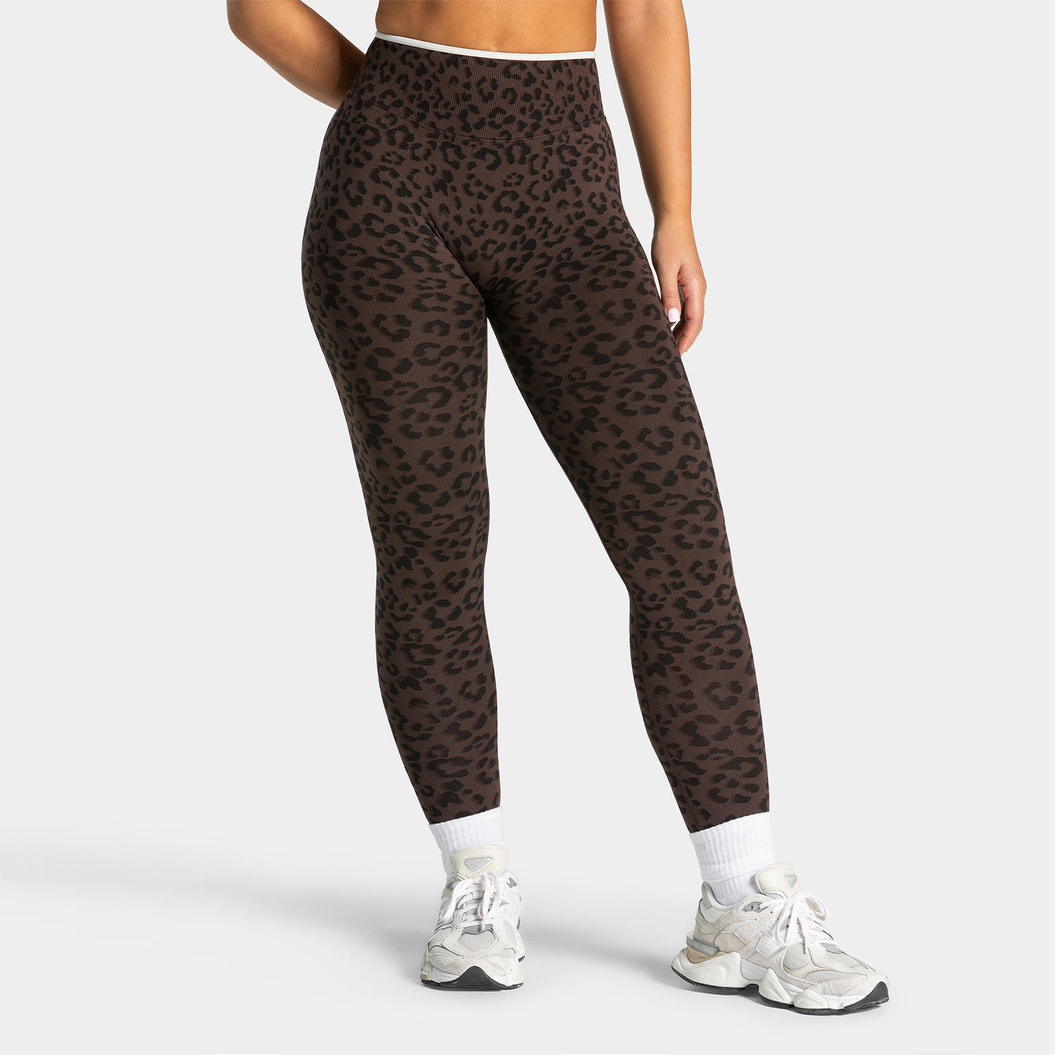 High Waist Seamless Leopard Print Yoga Pants with Tummy Control