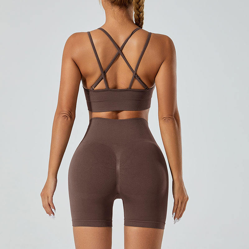 Plus Size Seamless Breathable Four-Way Stretch Push-Up Sports Bra with High Waist