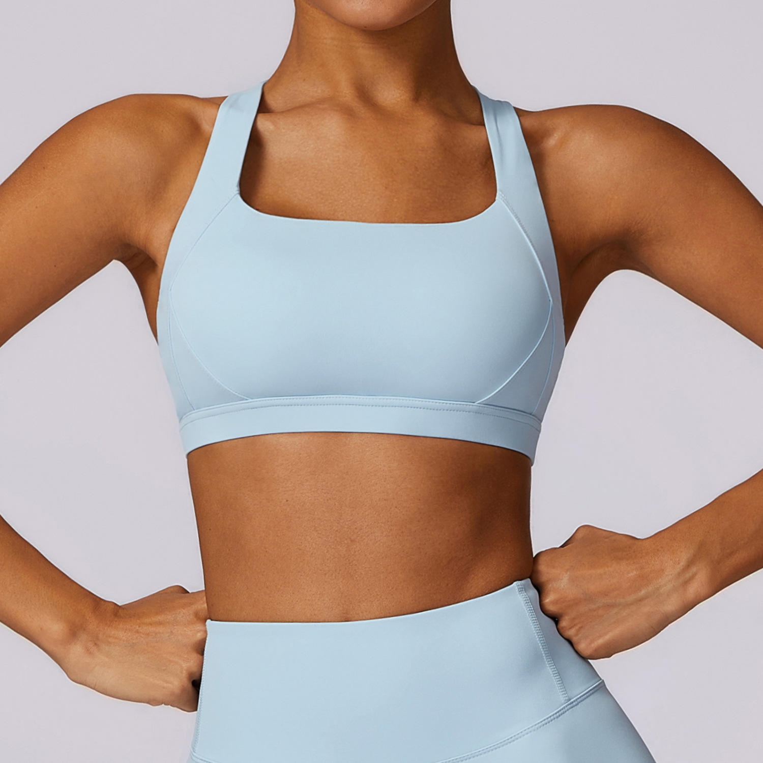 Breathable High-Support Sports Bra with Crisscross Straps
