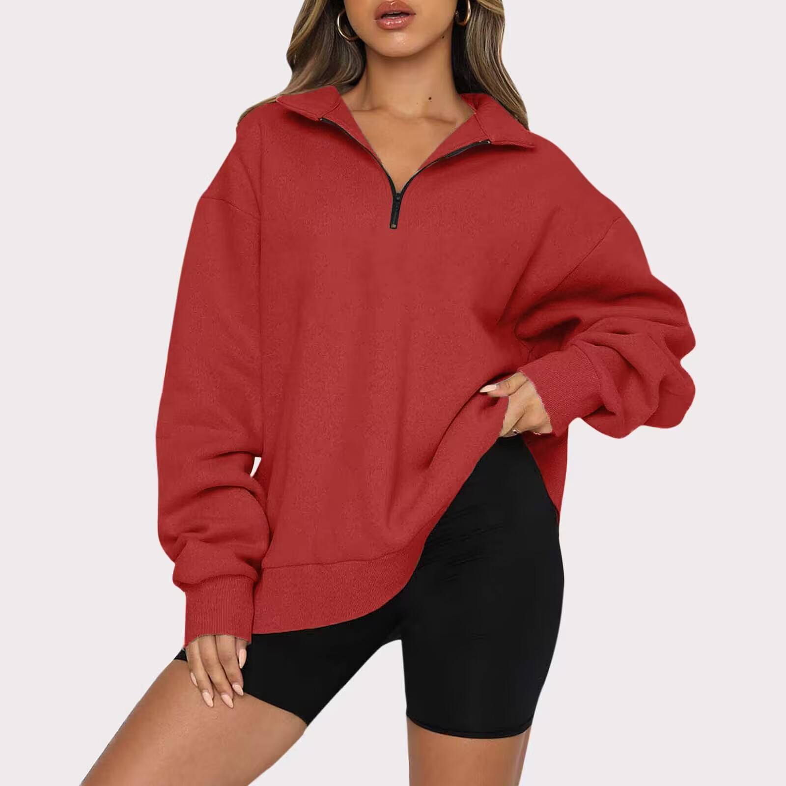 Winter Women's Long Hooded Anti-Pilling Quick Dry Polyester/Cotton Fleece Lining Sweatshirt