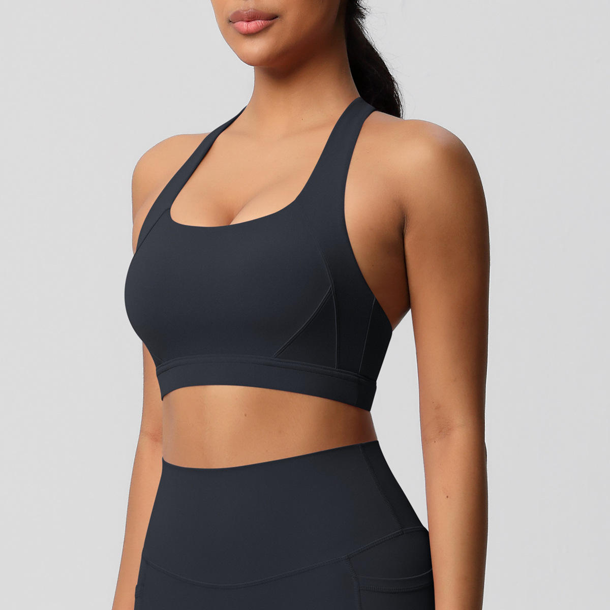 Solid Tight Yoga Vest Sports Underwear Shockproof High Strength Bra