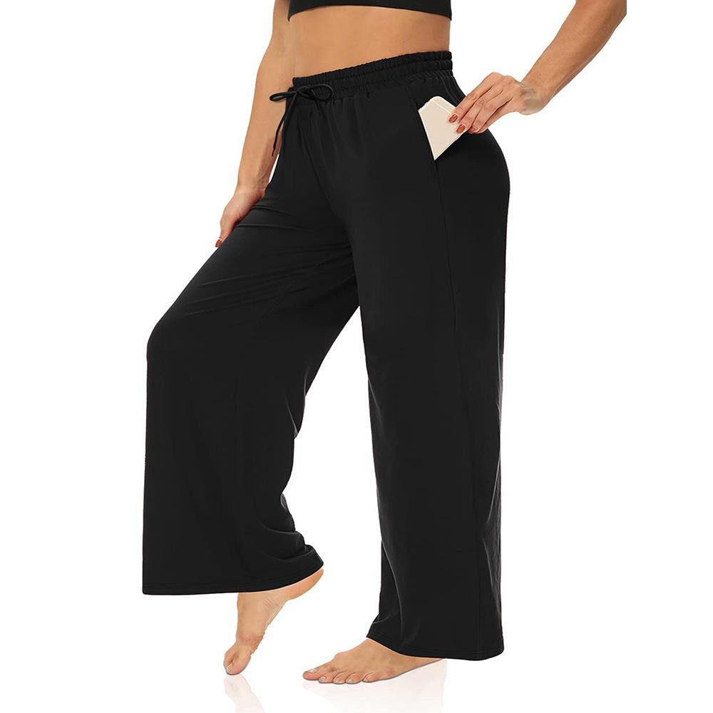 Plus Size Mid-Waist Straight-Leg Breathable Quick-Dry Knitted Casual Pants