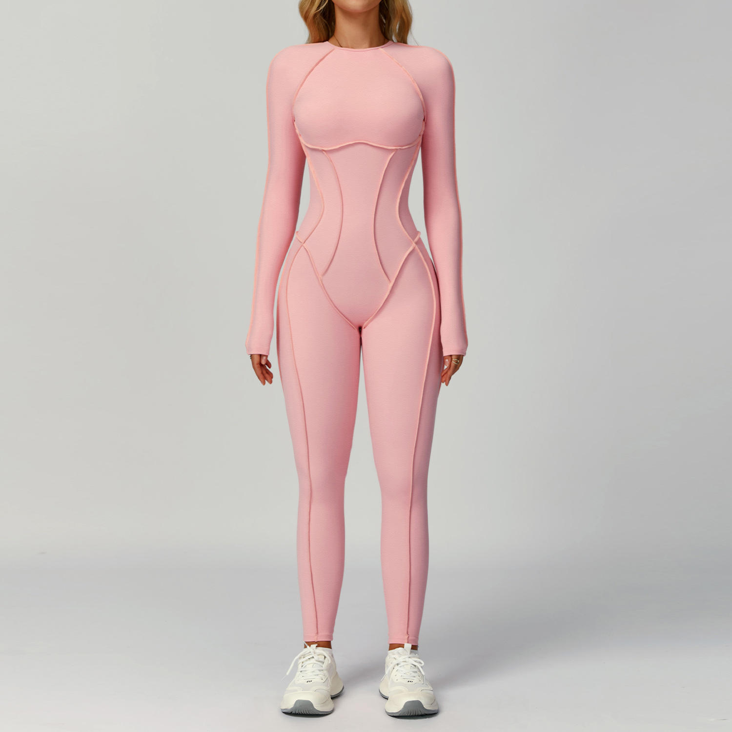 Brushed Solid Yoga Jumpsuit with Hollow Back - Plus Size