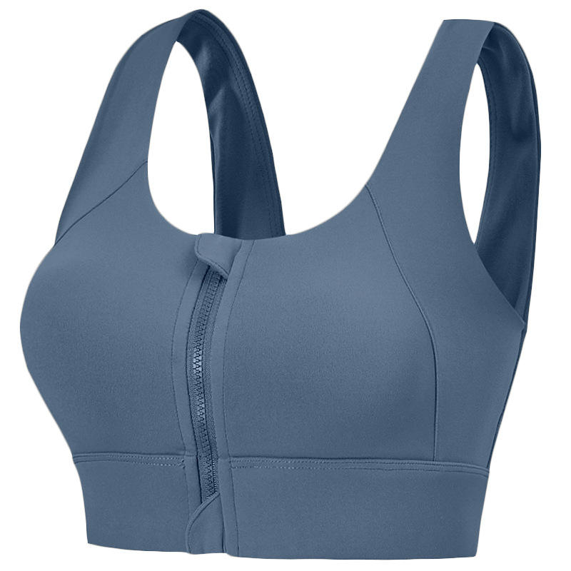 Women's High-Strength Shock-Absorbing Sports Bra with Front Zipper