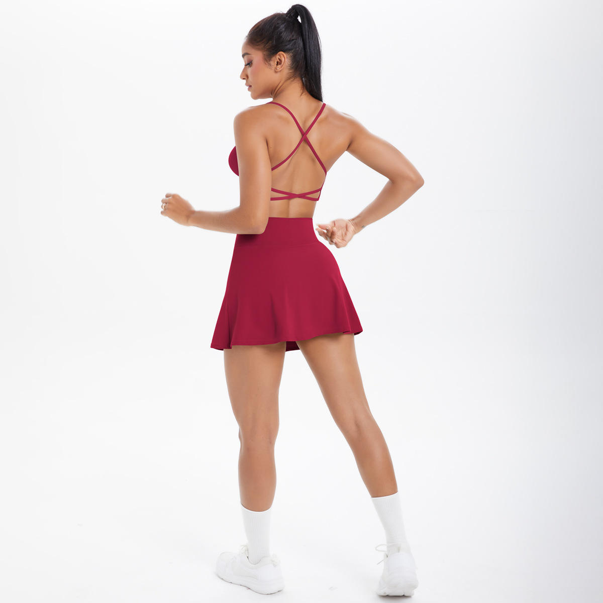 Women's Plus Size Solid Yoga Camisole 2-Piece Set with High-Waisted Shorts