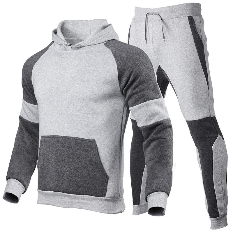 Men's Cotton Sports Casual Hoodie Track Suit Two-Piece Set