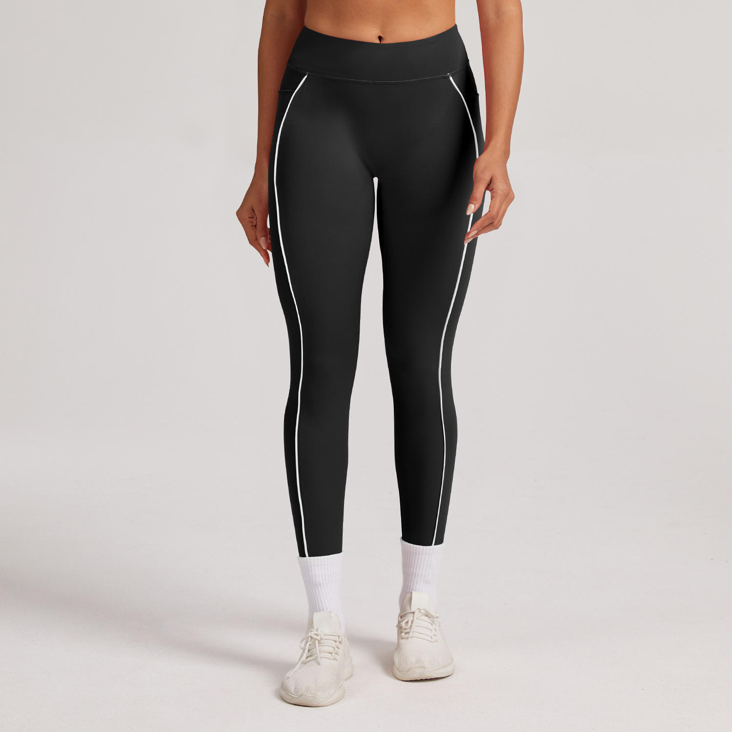 Color Block Patchwork Tummy Control Quick-Dry Yoga Pants for Women
