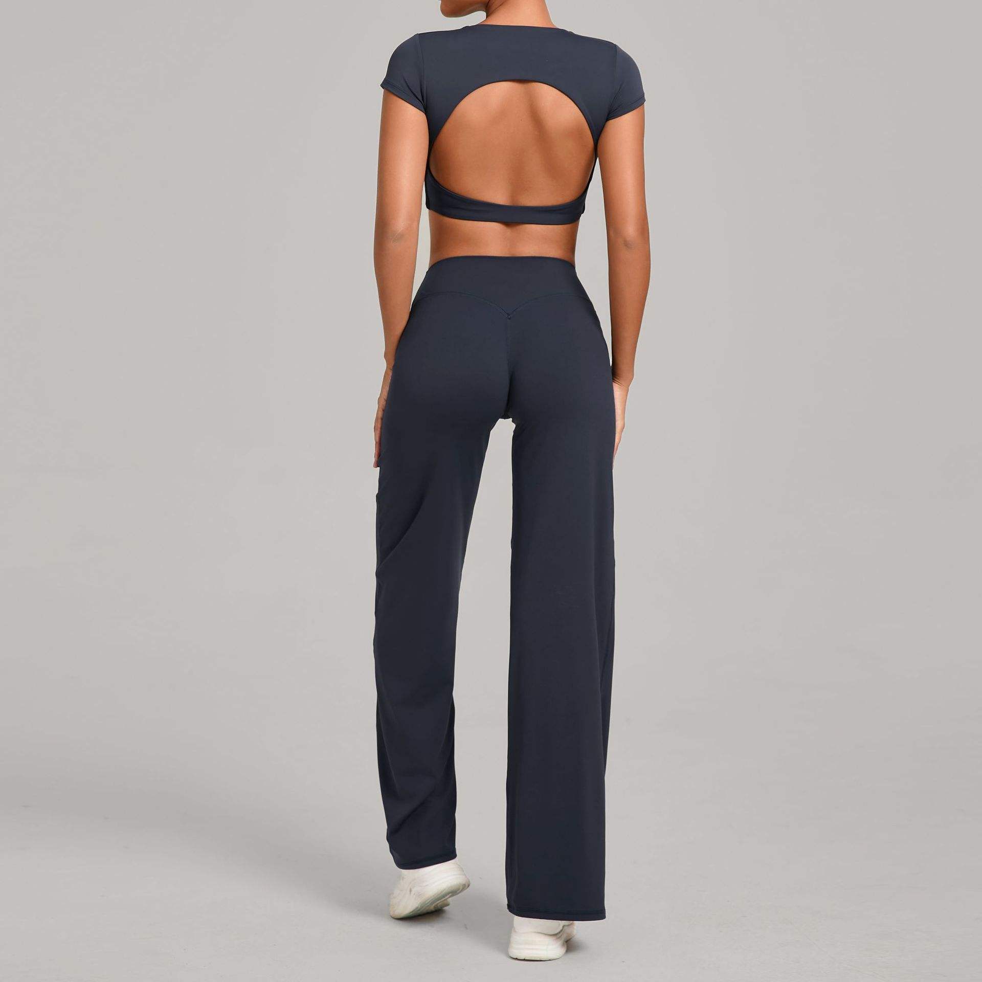 Cross-Border Yoga Two-Piece Set High-Waisted Plus Size Breathable Quick-Dry Straight-Leg