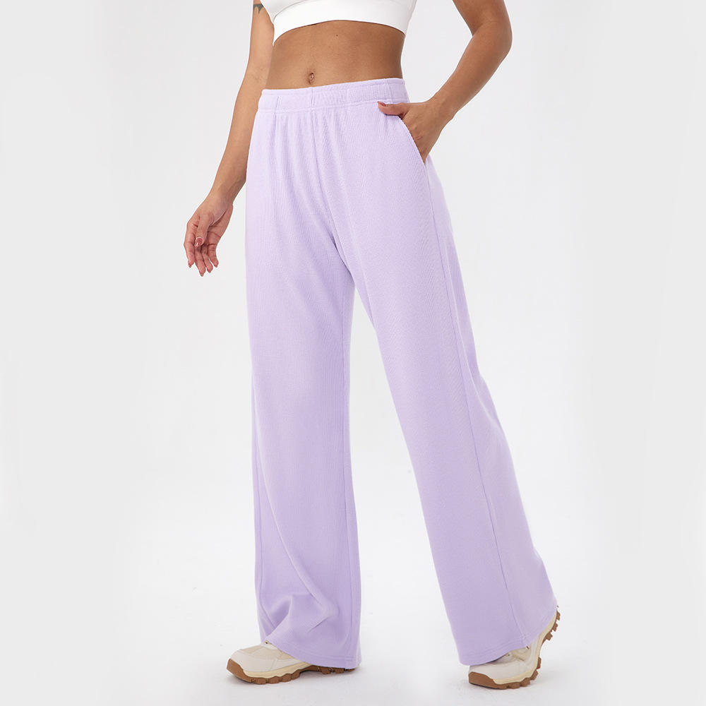Women's Autumn Winter Waffle High Breathable Wide Leg Fitness Pants