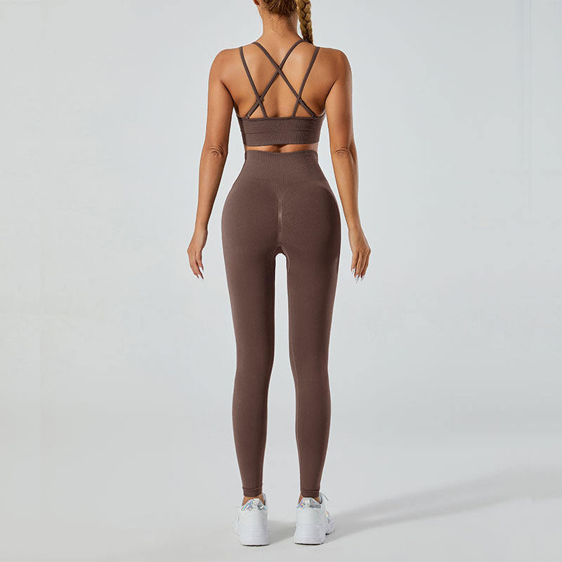 Yoga Outfit Set, Sexy Backless Yoga Vest and Nude High-Waisted Fitness Pants